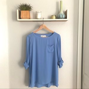 LOFT Maternity silky 3/4 sleeve blouse periwinkle XS